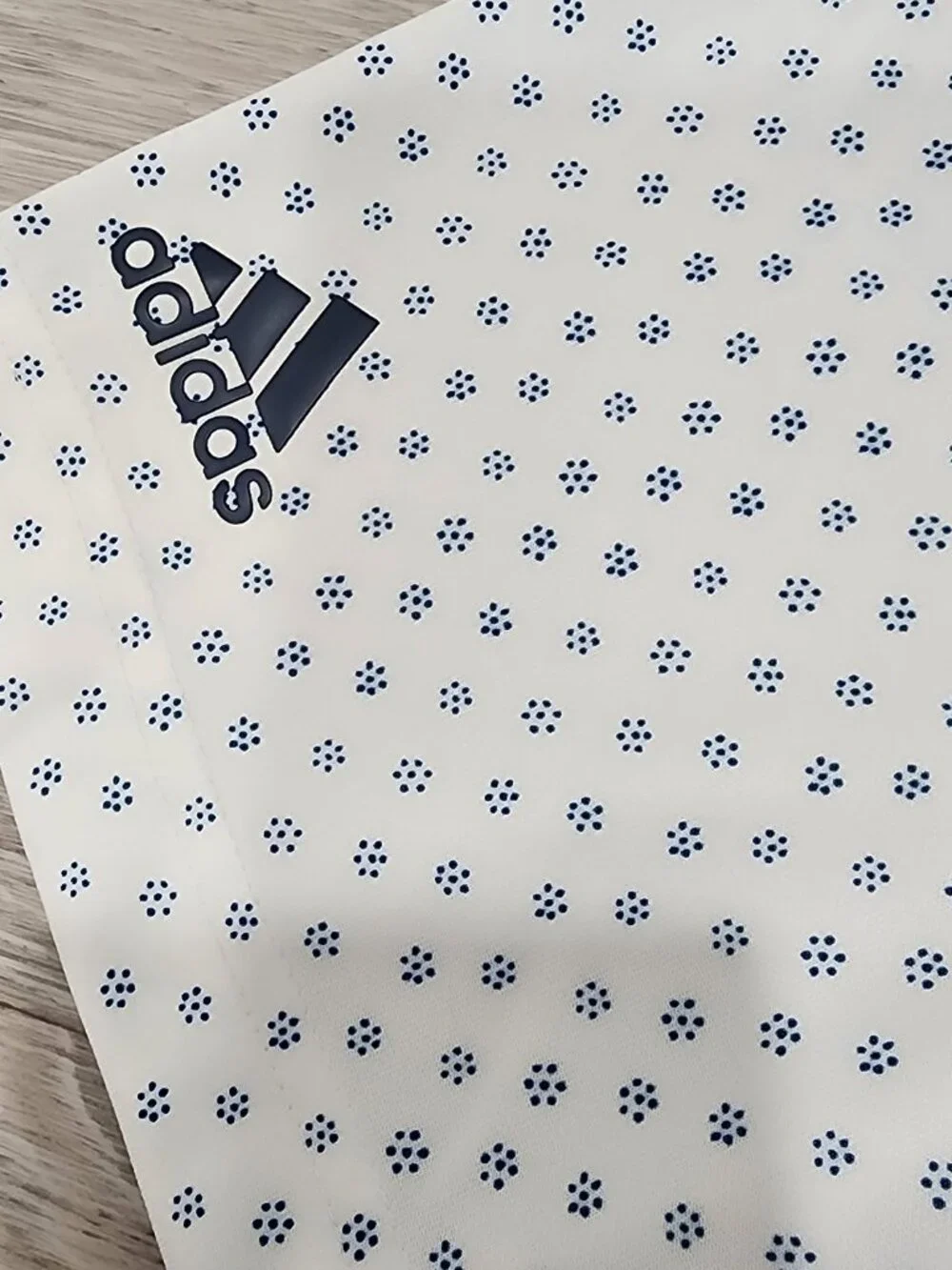 Adidas Polo Shirt Men's M White Blue Diamond Logo Dot Print Golf Stretch NWT